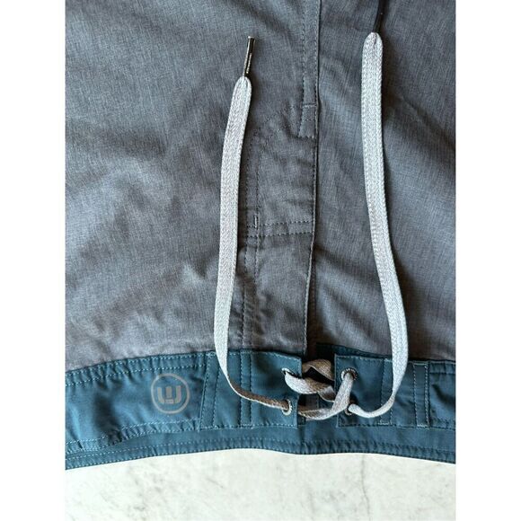Travis Matthew Board Shorts Mens 34 Grey Blue Hybrid Performance Beach Swim - Picture 1 of 6